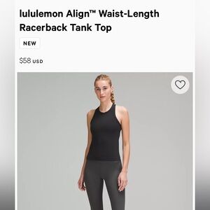 lululemon Align Waist-Length Racerback Tank Top in Black